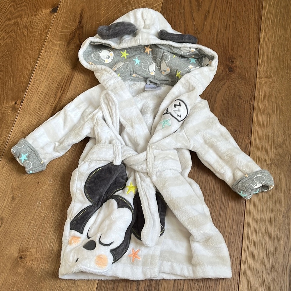 Mickey Baby bath robe with ears on hood